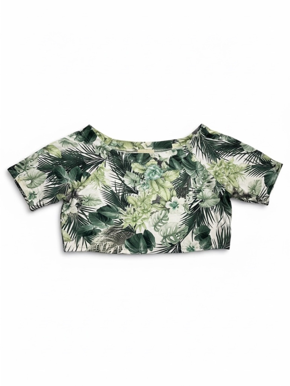 Forever 21 Slouchy Short Sleeve Crop Top 3XL Botanical Nature Tropical Earthy